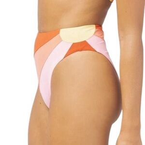 L*SPACE Luca sunburst high rise high cut swim bikini reversible bottom XS NWT